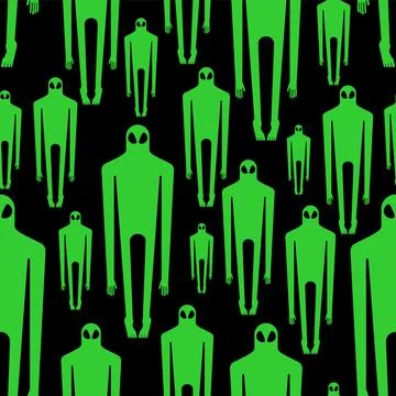 Alien Pattern seamless. Aliens green tall men Background. Kids fabric ornamen Stock Illustration