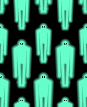 Alien Pattern seamless. Aliens green tall men Background. Kids fabric ornamen Stock Illustration