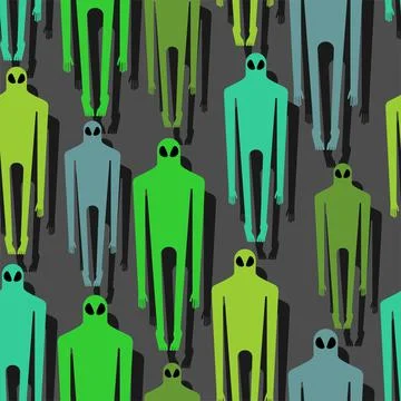 Alien Pattern seamless. Aliens green tall men Background. Kids fabric ornamen Stockillustratie