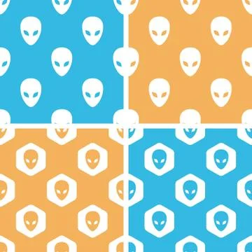 Alien pattern set, colored Stock Illustration