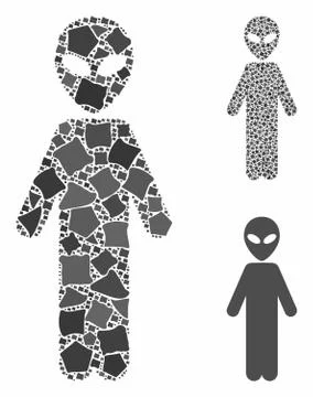 Alien person Mosaic Icon of Bumpy Items Stock Illustration