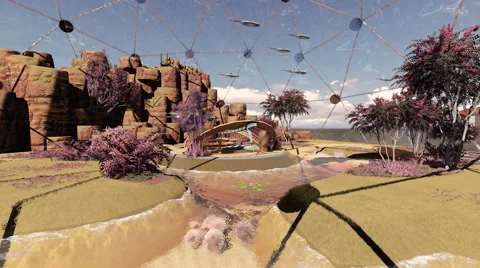 Alien Planet with Alien Nature with Tera forming  alien colony 스톡 동영상 63045056