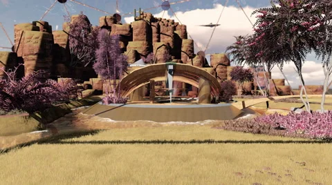 Alien Planet with Alien Nature with Tera forming  alien colony 스톡 동영상 63045087