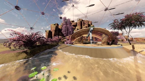 Alien Planet with Alien Nature with Tera forming  alien colony 스톡 동영상 63046037