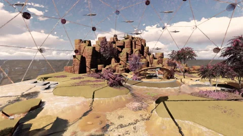 Alien Planet with Alien Nature with Tera forming  alien colony 스톡 동영상 63048650