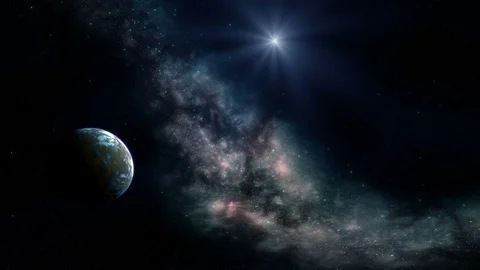 Alien Planet and Nebula Vídeo Stock 130166041