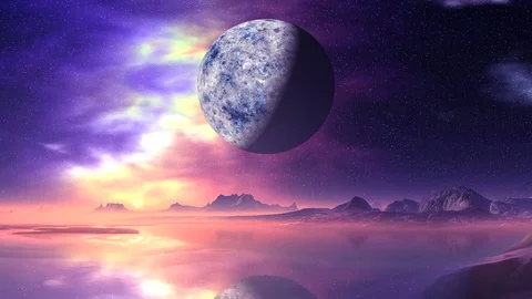Alien Planet and Nebulae Stock Footage 76995518