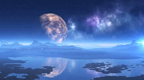 Alien Planet and UFO Vídeo Stock 55683041