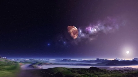 Alien Planet and UFO Stock Footage 81539042