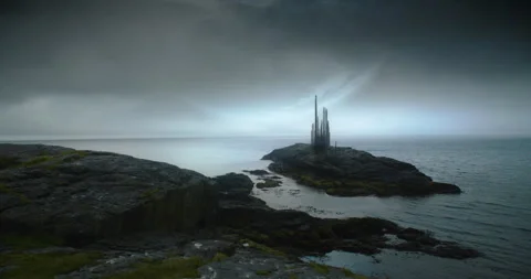 Alien planet with another one in the distance Stock Footage 255687317