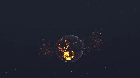 Alien planet with asteroid belt in deep space, zoom in Stock Footage 242765988