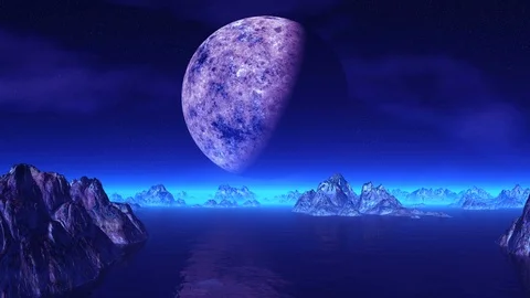 Alien Planet in Blue Сolors Stock Footage 108725832