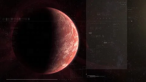 Alien planet with cinematic HUD targeting interface Stock Footage 322512191