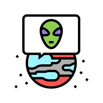 Alien planet color icon vector illustration Stock Illustration