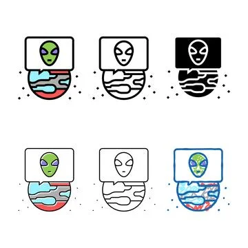 Alien planet color icon vector diversity Stock Illustration