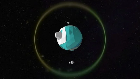 Alien planet concept. 3D low-poly animation of strange vivid planet rotating in Stock Footage 125647283