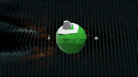 Alien planet concept. 3D low-poly animation of strange vivid planet in elastic Stock Footage 125648566