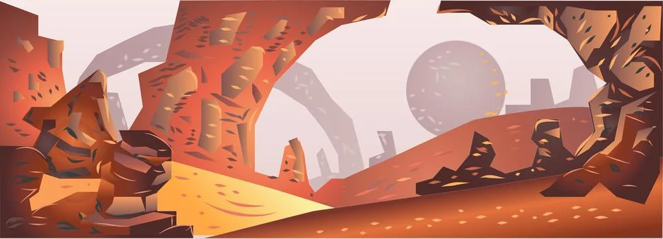 Alien Planet Game Background and Vector Illustration Stock Illustration