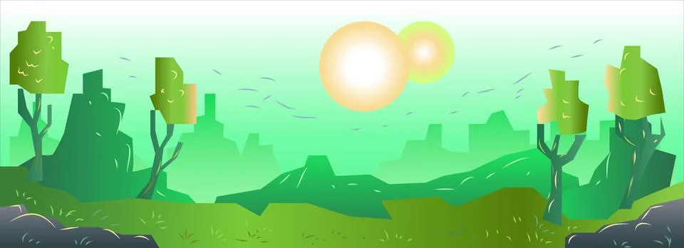 Alien Planet Game Background Vector Illustration Stock Illustration