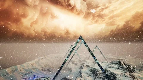 Alien Planet Geometric Pyramid Game Setting Stock Footage 322211841