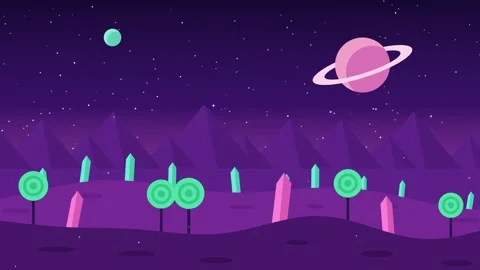 Alien planet with glowing crystals 库存影片 348270761