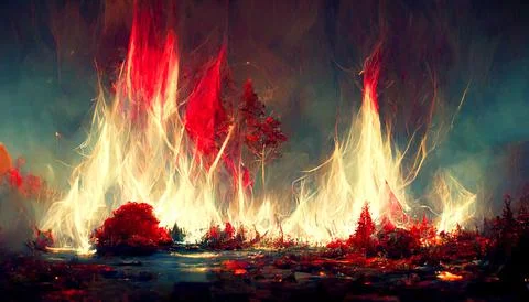 Alien planet landscape with exploding satellite. Illustrazione stock