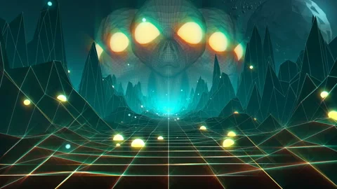 Alien Planet in Low Poly 3D animation Stock Footage 235618686