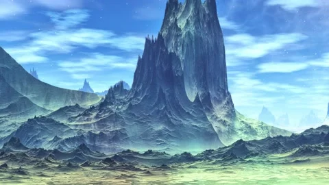 Alien Planet. Mountain and  water. Animation. Panorama. 4K 스톡 동영상 85983010