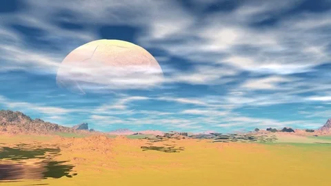 Alien Planet. Mountain. Animation. 4K Stock Footage 84112367