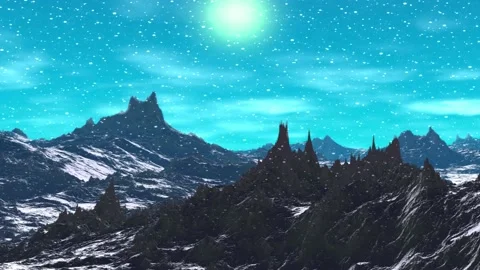 Alien Planet. Mountain. Animation. Panorama. 4K Video stock 85666898