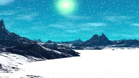 Alien Planet. Mountain. Animation. Panorama. 4K Video stock 85666918
