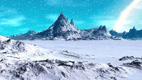 Alien Planet. Mountain. Animation. Panorama. 4K Video stock 85666956