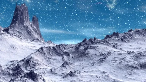Alien Planet. Mountain. Animation. Panorama. 4K Video stock 85666981