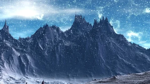 Alien Planet. Mountain. Animation. Panorama. 4K Video stock 85667002