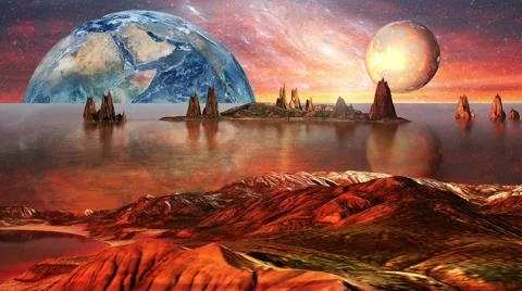 Alien Planet With Mountains. Timelapse Stock Footage 68989576