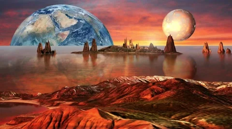 Alien Planet With Mountains. Timelapse Stock Footage 68989578