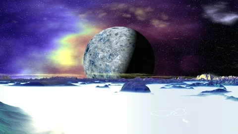 Alien Planet on Nebula Background Stock Footage 107602276