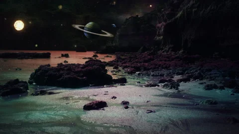 Alien Planet Ocean Landscape Outer Space Motion Background Stock Footage 194484272