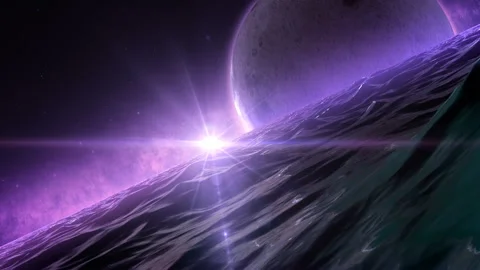 Alien Planet Ocean in purple Stock Footage 235608881