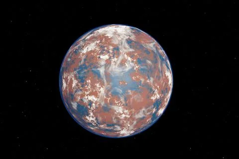 Alien Planet in the outer space. 3d rendering Stock Photos