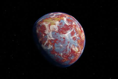 Alien Planet in the outer space. 3d rendering Stock Photos