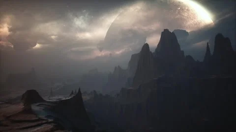 Alien Planet planet planet with moon stock vi Stock Footage 270118392