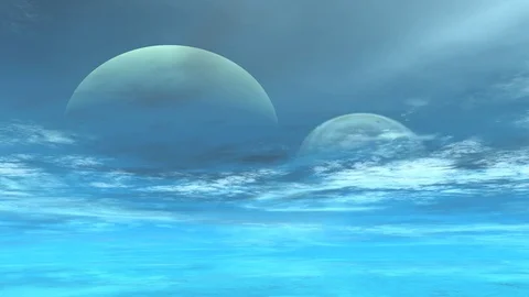 Alien Planet.  Planets and clouds. Draw a path. Animation. HD Video stock 84140870