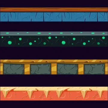Alien Planet Platformer Level Floor Design Set Illustrazione stock