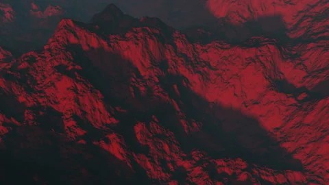 Alien planet red rocky mountain landscape flyover Stock Footage 340569896