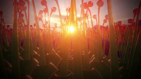 Alien plant flower macro stems sun rays 3d seamless loop 動画素材 201733226