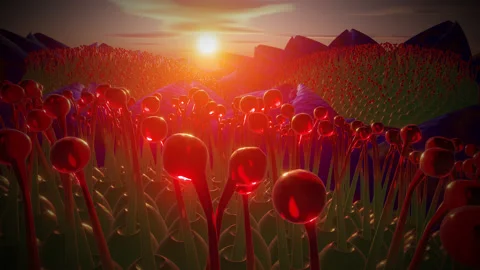 Alien plant flower macro sunset 3d seamless loop 動画素材 201733094