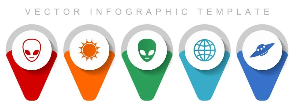 Alien pointer collection, miscellaneous icons such as star, ufo, space ship a Stock Illustration