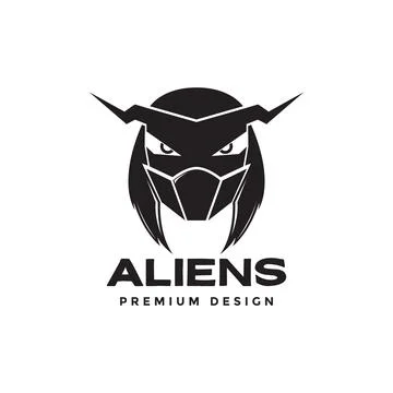 Alien predator face with mask logo design vector graphic symbol icon sign i.. Stock Illustration