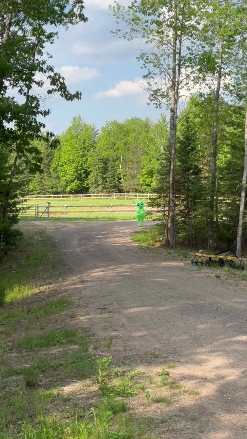Alien Prepares For Foot Race, Tomahawk, Wisconsin, USA - 04 Jun 2025 Stock Footage 312286783